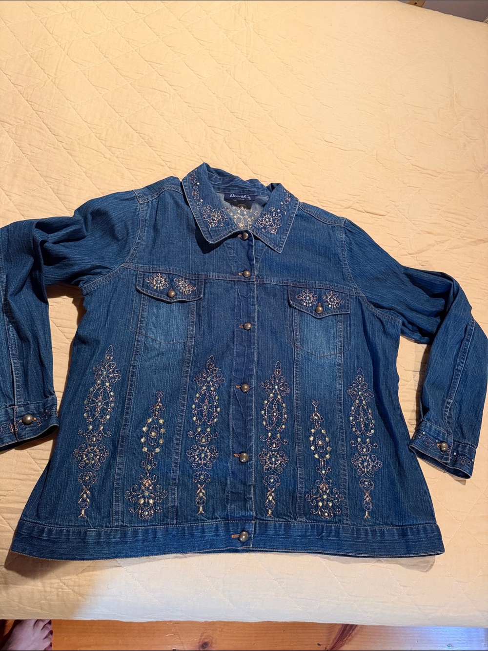 Denim&Co Embellished Blue Jean Jacket with Studs